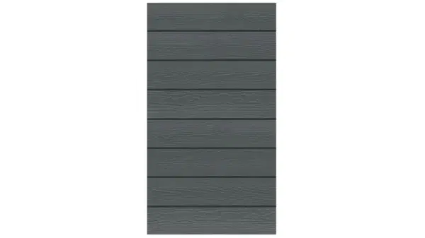 Keralit gevelbekleding in antraciet, met horizontale delen en houtnerf