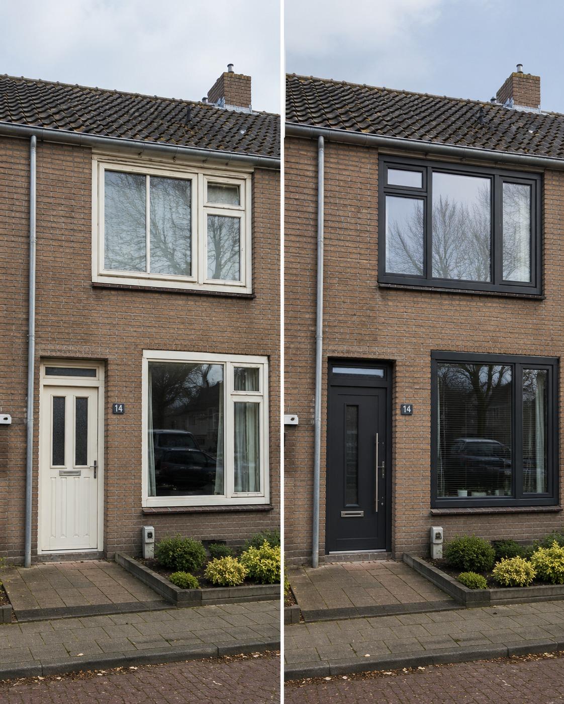 Voor en na: rijwoning met alle kozijnen vervangen